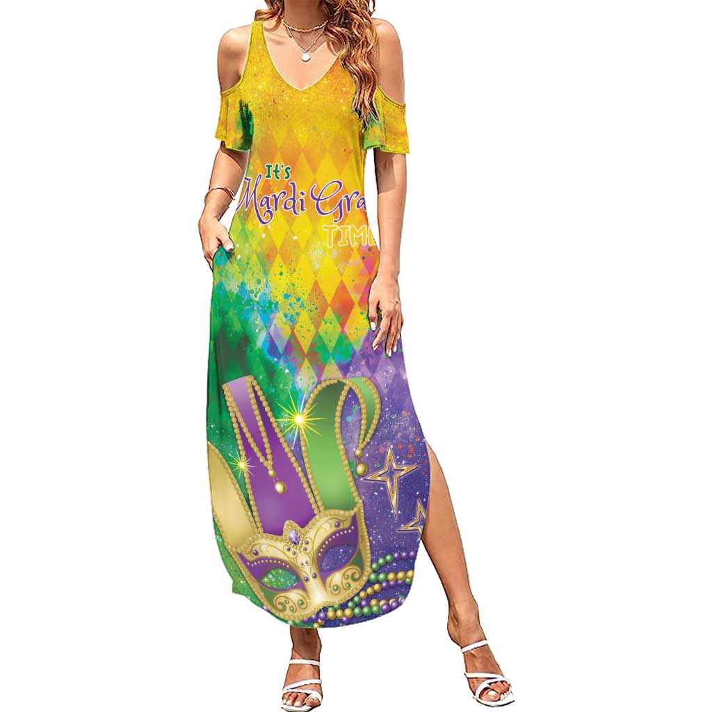 Mardi Gras Summer Maxi Dress Watercolor Mix - Carnival Bling - Wonder Print Shop