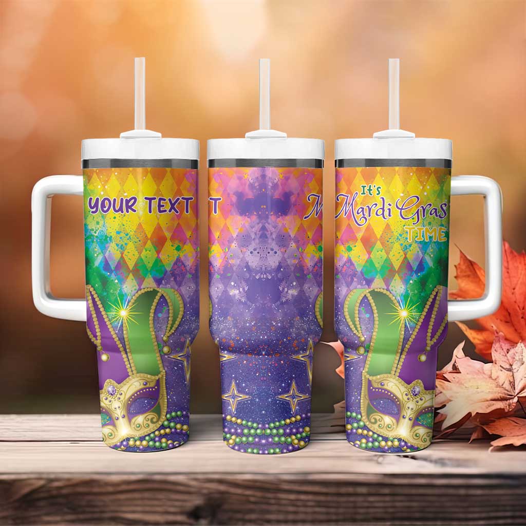 Mardi Gras Tumbler With Handle Watercolor Mix - Carnival Bling - Wonder Print Shop