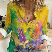 Mardi Gras Women Casual Shirt Watercolor Mix - Carnival Bling - Wonder Print Shop