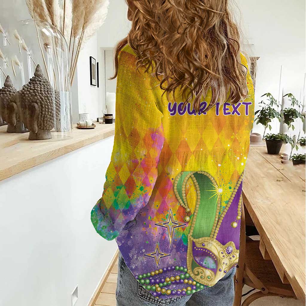 Mardi Gras Women Casual Shirt Watercolor Mix - Carnival Bling - Wonder Print Shop