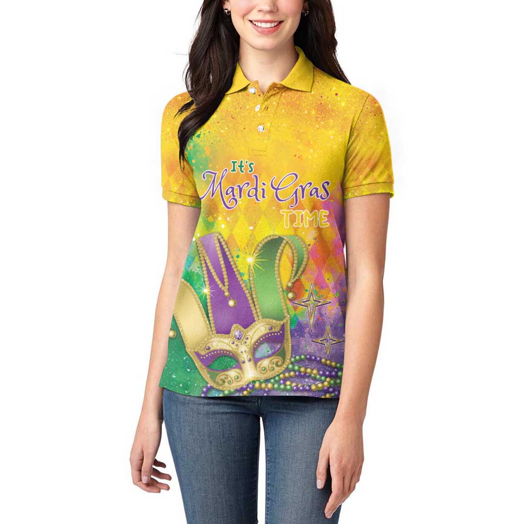 Mardi Gras Women Polo Shirt Watercolor Mix - Carnival Bling - Wonder Print Shop