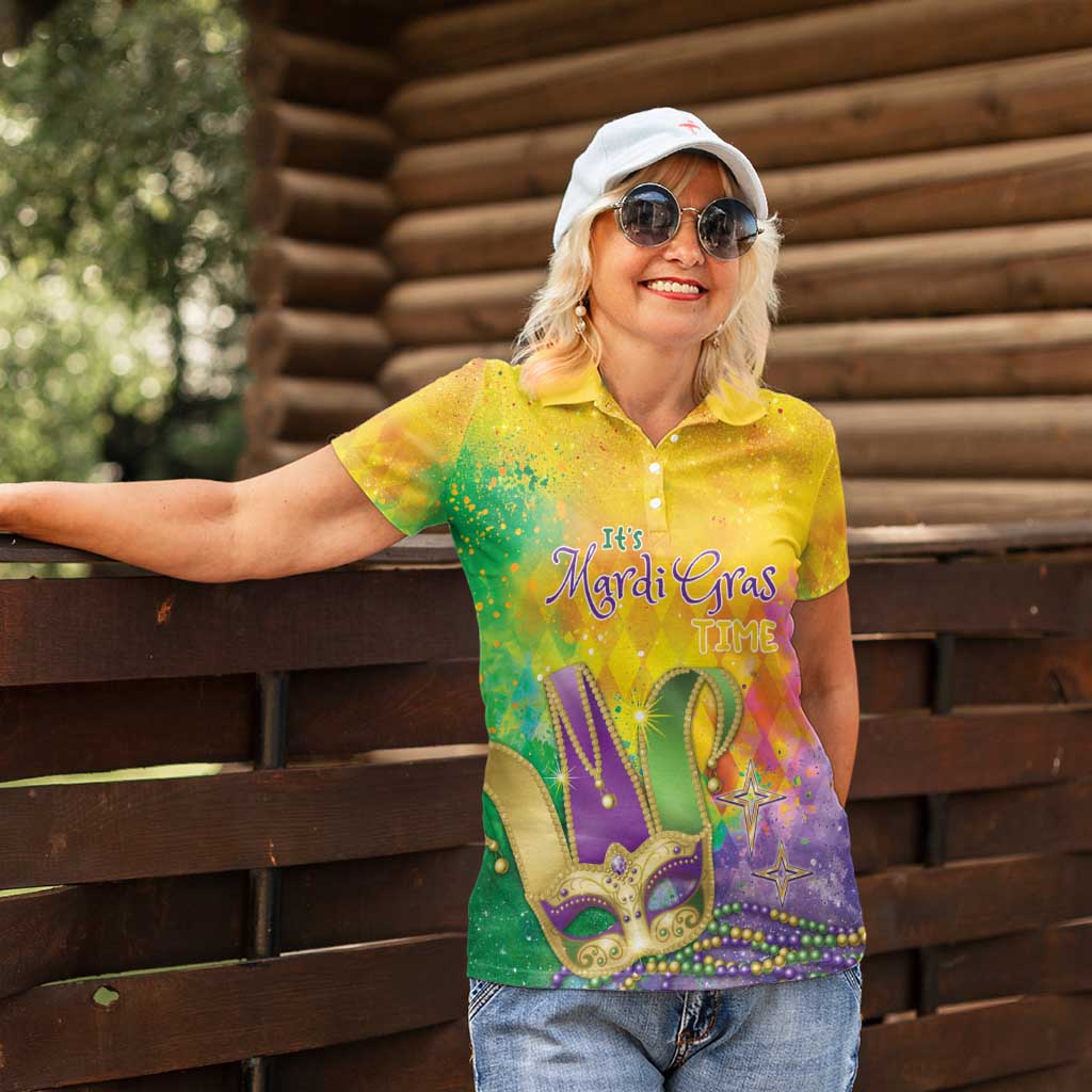 Mardi Gras Women Polo Shirt Watercolor Mix - Carnival Bling - Wonder Print Shop