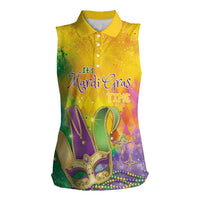 Mardi Gras Women Sleeveless Polo Shirt Watercolor Mix - Carnival Bling - Wonder Print Shop