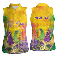 Mardi Gras Women Sleeveless Polo Shirt Watercolor Mix - Carnival Bling - Wonder Print Shop