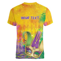 Mardi Gras Women V-Neck T-Shirt Watercolor Mix - Carnival Bling - Wonder Print Shop