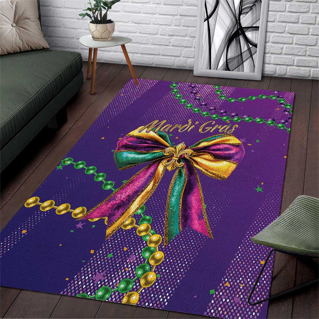 Mardi Gras Area Rug Coquette Bow Glitter Motifs LT7 - Wonder Print Shop