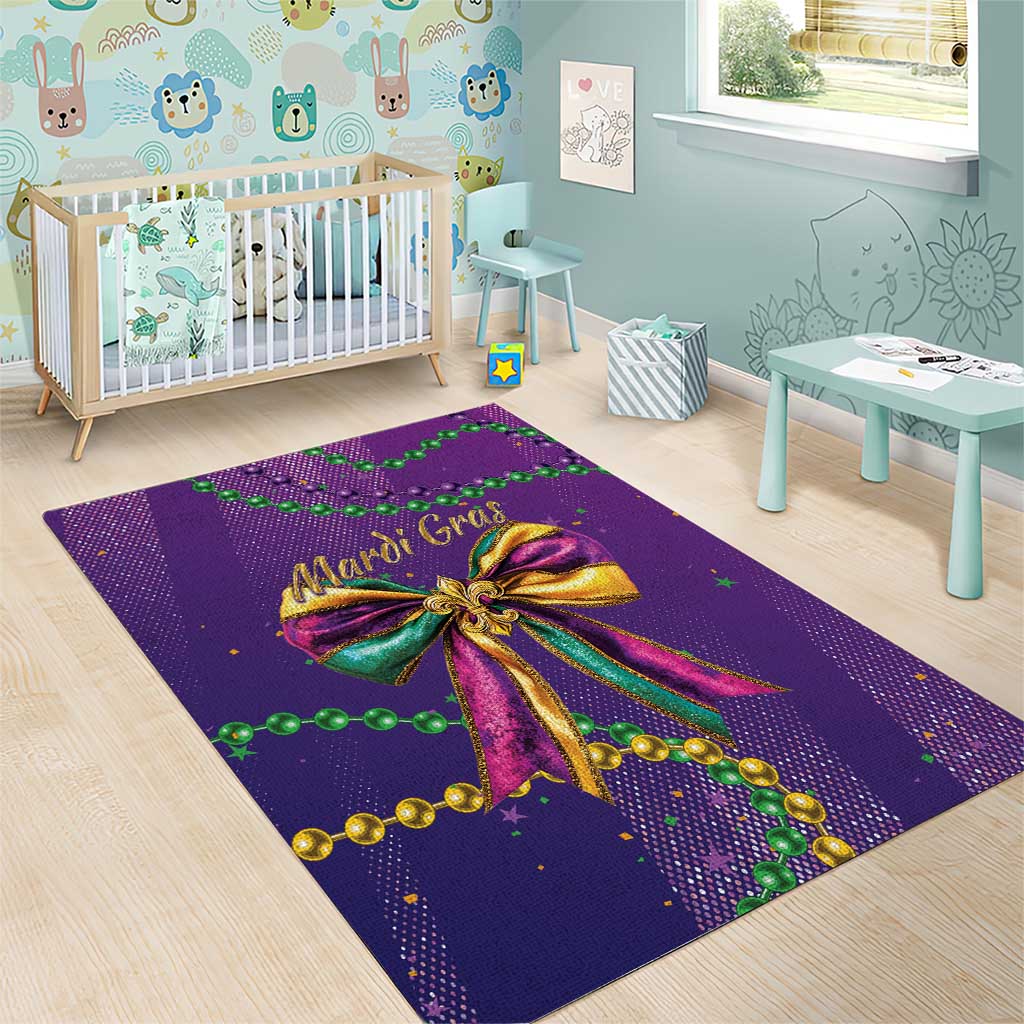 Mardi Gras Area Rug Coquette Bow Glitter Motifs LT7 - Wonder Print Shop