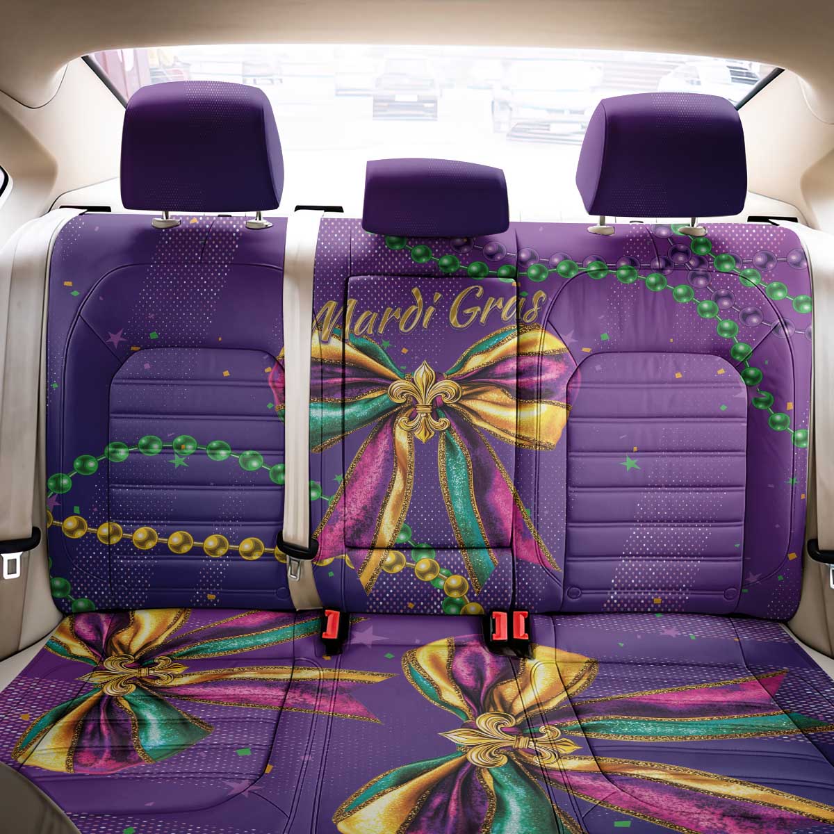 Mardi Gras Back Car Seat Cover Coquette Bow Glitter Motifs LT7 - Wonder Print Shop