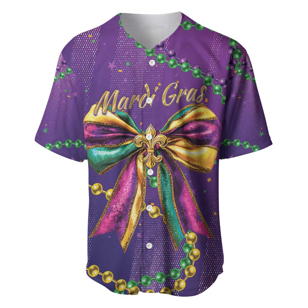 Mardi Gras Baseball Jersey Coquette Bow Glitter Motifs LT7 - Wonder Print Shop