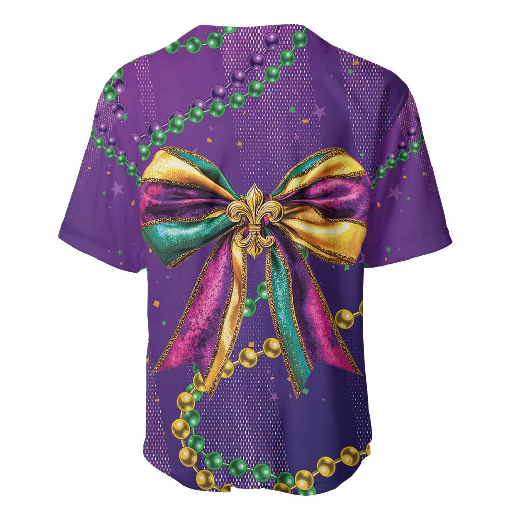 Mardi Gras Baseball Jersey Coquette Bow Glitter Motifs LT7 - Wonder Print Shop