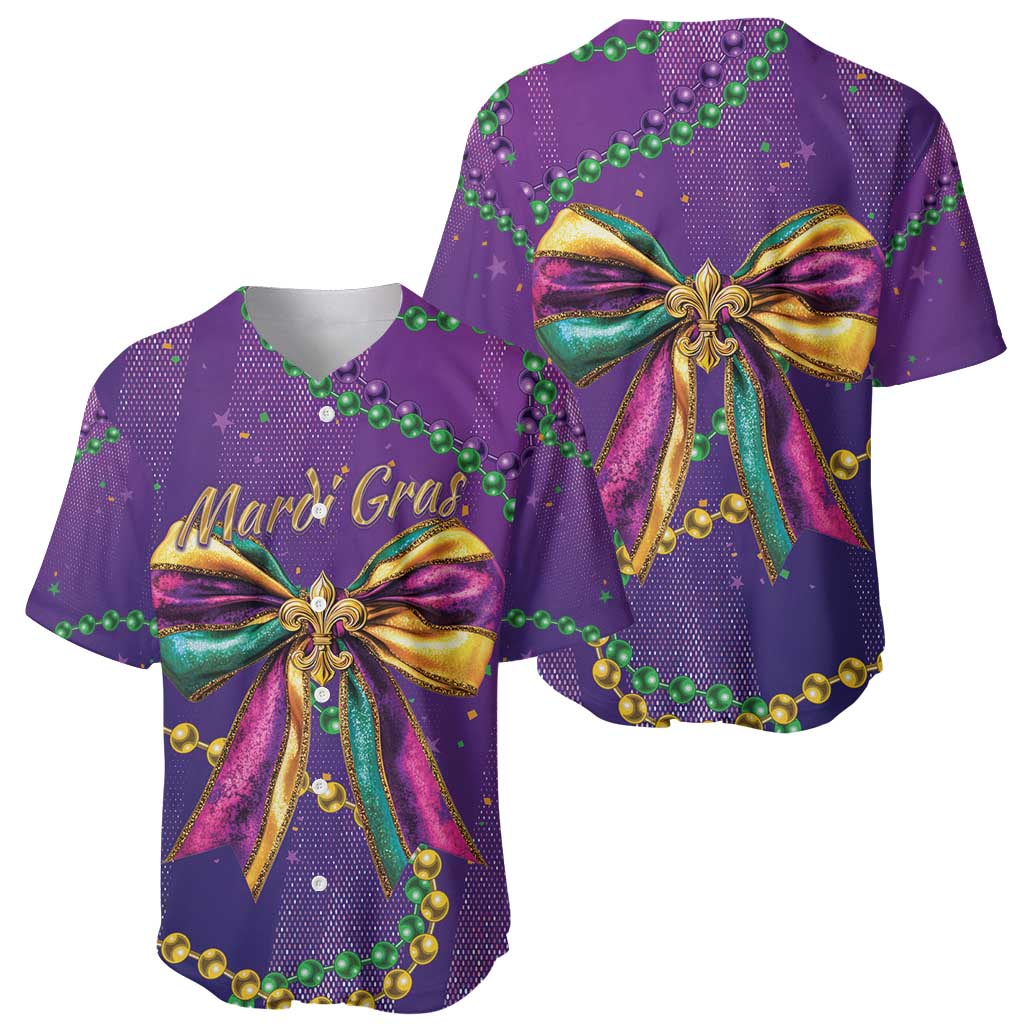 Mardi Gras Baseball Jersey Coquette Bow Glitter Motifs LT7 - Wonder Print Shop