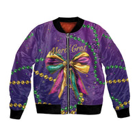 Mardi Gras Bomber Jacket Coquette Bow Glitter Motifs LT7 - Wonder Print Shop