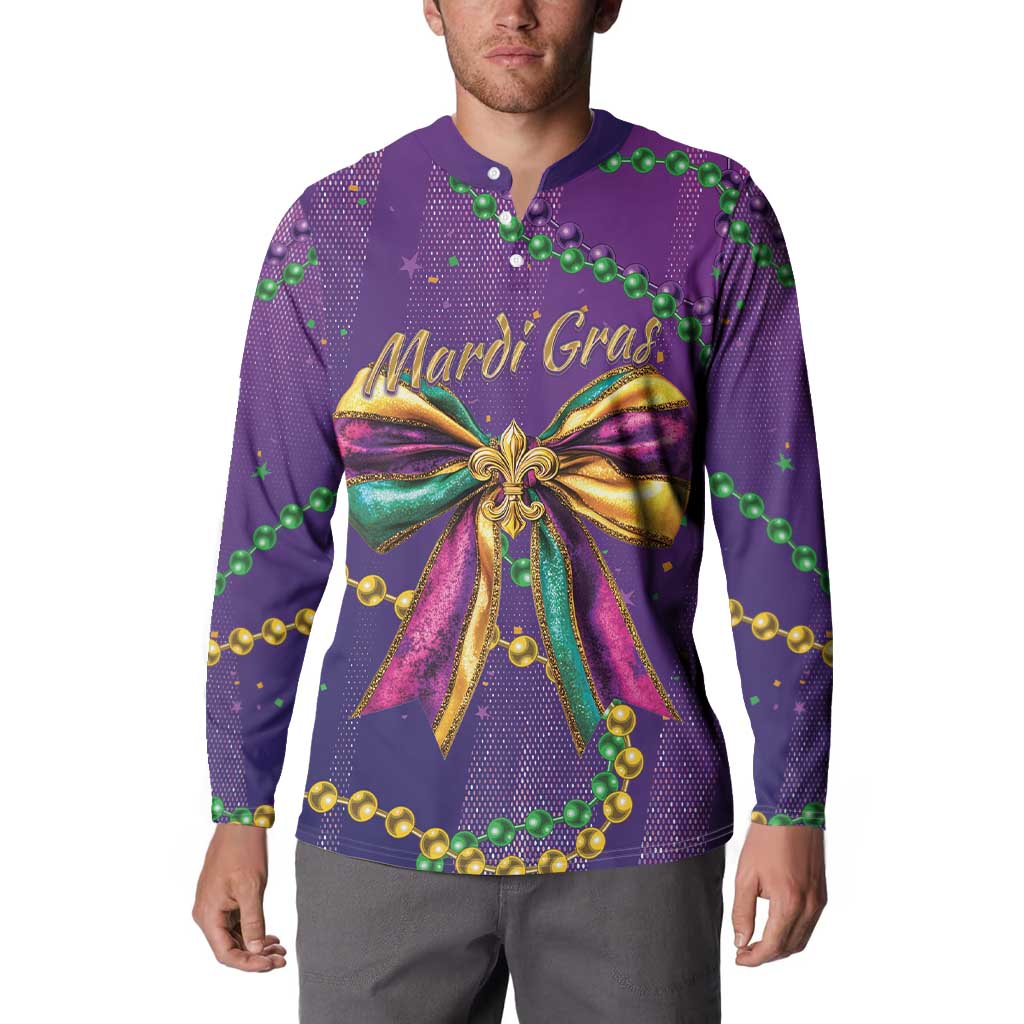 Mardi Gras Button Sweatshirt Coquette Bow Glitter Motifs LT7 - Wonder Print Shop