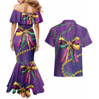 Mardi Gras Couples Matching Mermaid Dress and Hawaiian Shirt Coquette Bow Glitter Motifs LT7 - Wonder Print Shop