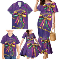 Mardi Gras Family Matching Mermaid Dress and Hawaiian Shirt Coquette Bow Glitter Motifs LT7 - Wonder Print Shop