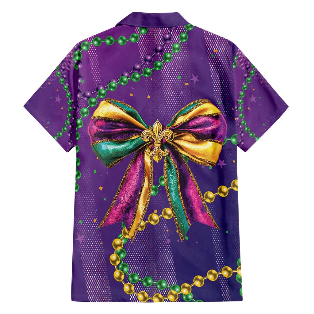 Mardi Gras Family Matching Off Shoulder Maxi Dress and Hawaiian Shirt Coquette Bow Glitter Motifs LT7 - Wonder Print Shop