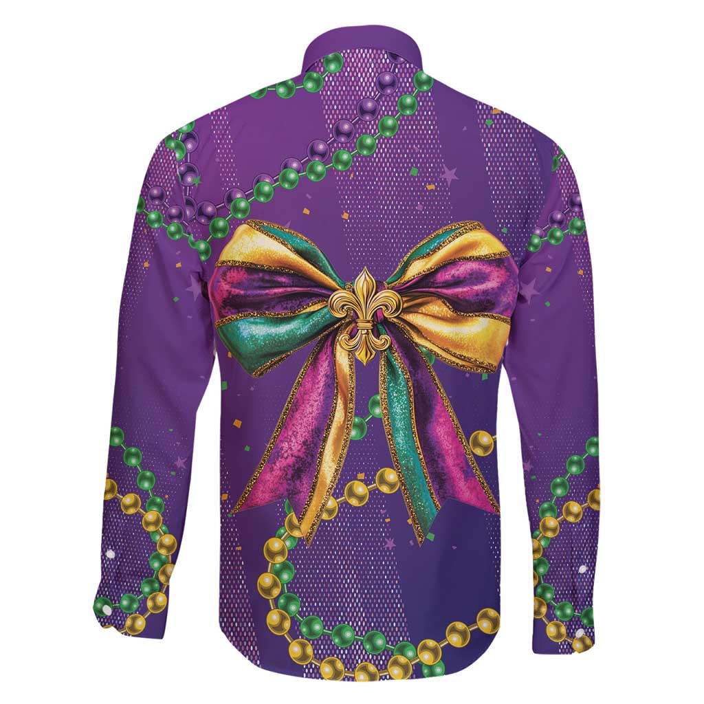 Mardi Gras Family Matching Off Shoulder Short Dress and Hawaiian Shirt Coquette Bow Glitter Motifs LT7 - Wonder Print Shop