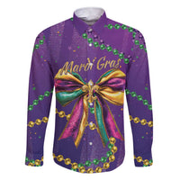 Mardi Gras Family Matching Short Sleeve Bodycon Dress and Hawaiian Shirt Coquette Bow Glitter Motifs - Wonder Print Shop