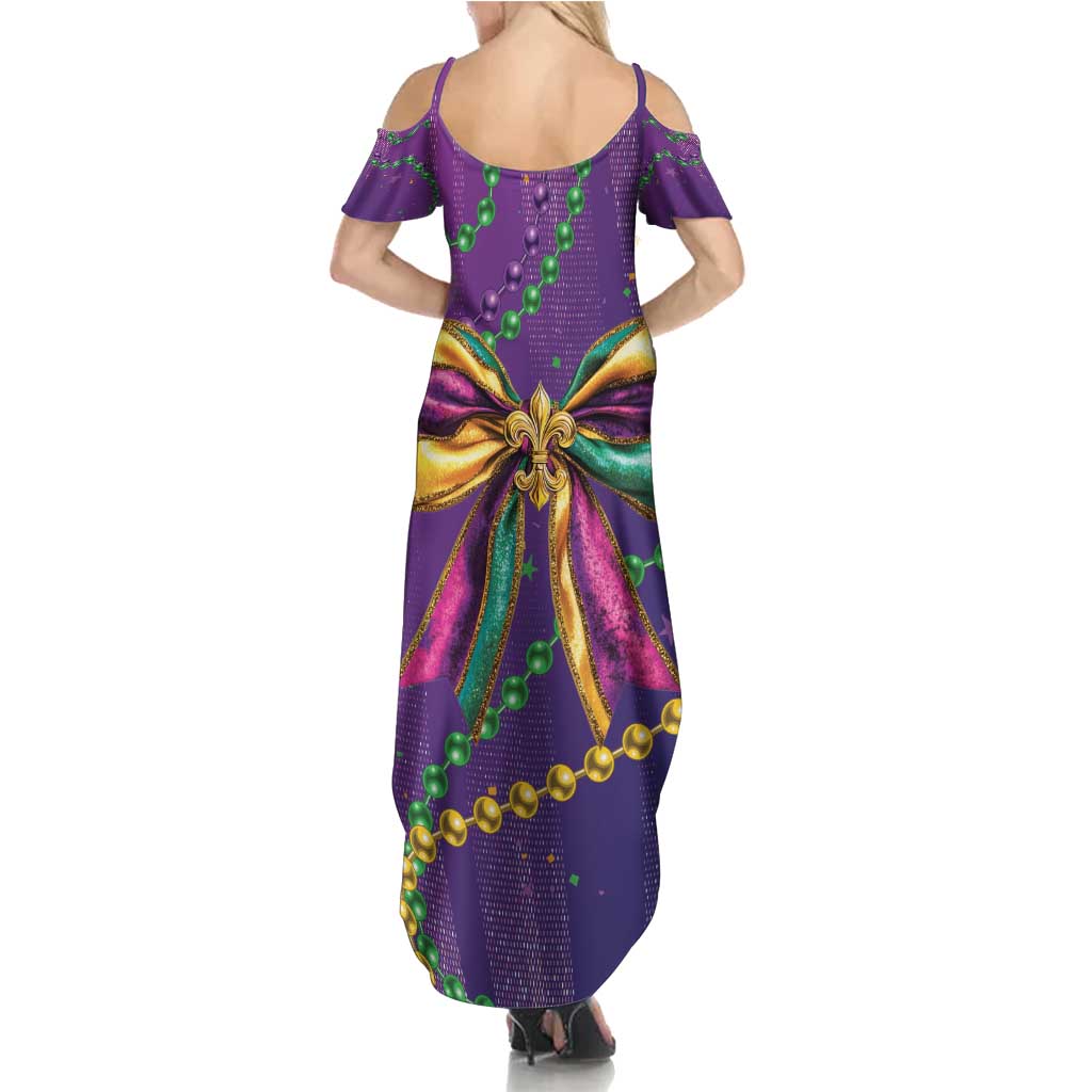 Mardi Gras Family Matching Summer Maxi Dress and Hawaiian Shirt Coquette Bow Glitter Motifs - Wonder Print Shop