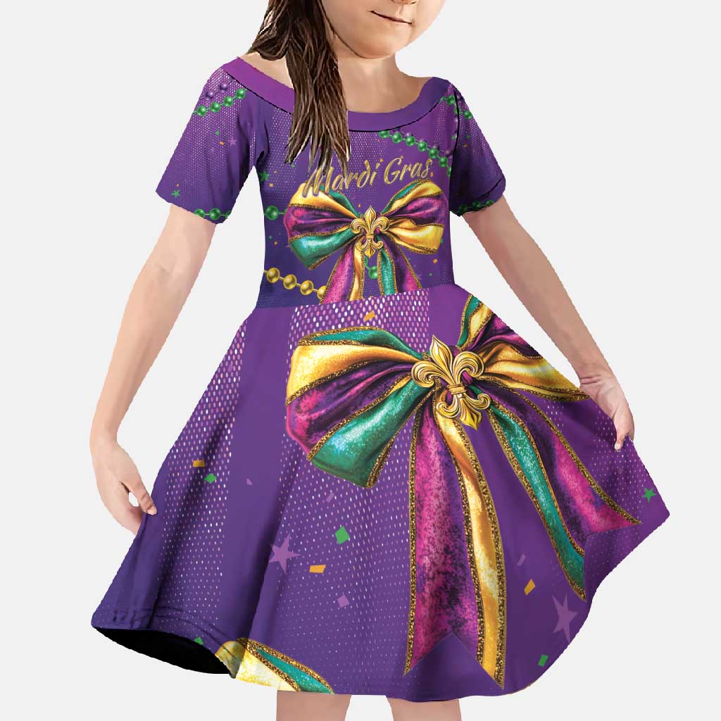 Mardi Gras Family Matching Tank Maxi Dress and Hawaiian Shirt Coquette Bow Glitter Motifs - Wonder Print Shop