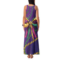 Mardi Gras Family Matching Tank Maxi Dress and Hawaiian Shirt Coquette Bow Glitter Motifs - Wonder Print Shop