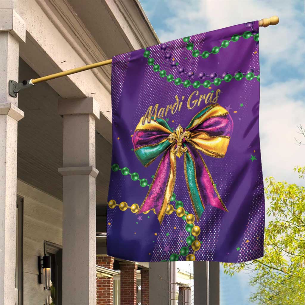 Mardi Gras Garden Flag Coquette Bow Glitter Motifs - Wonder Print Shop