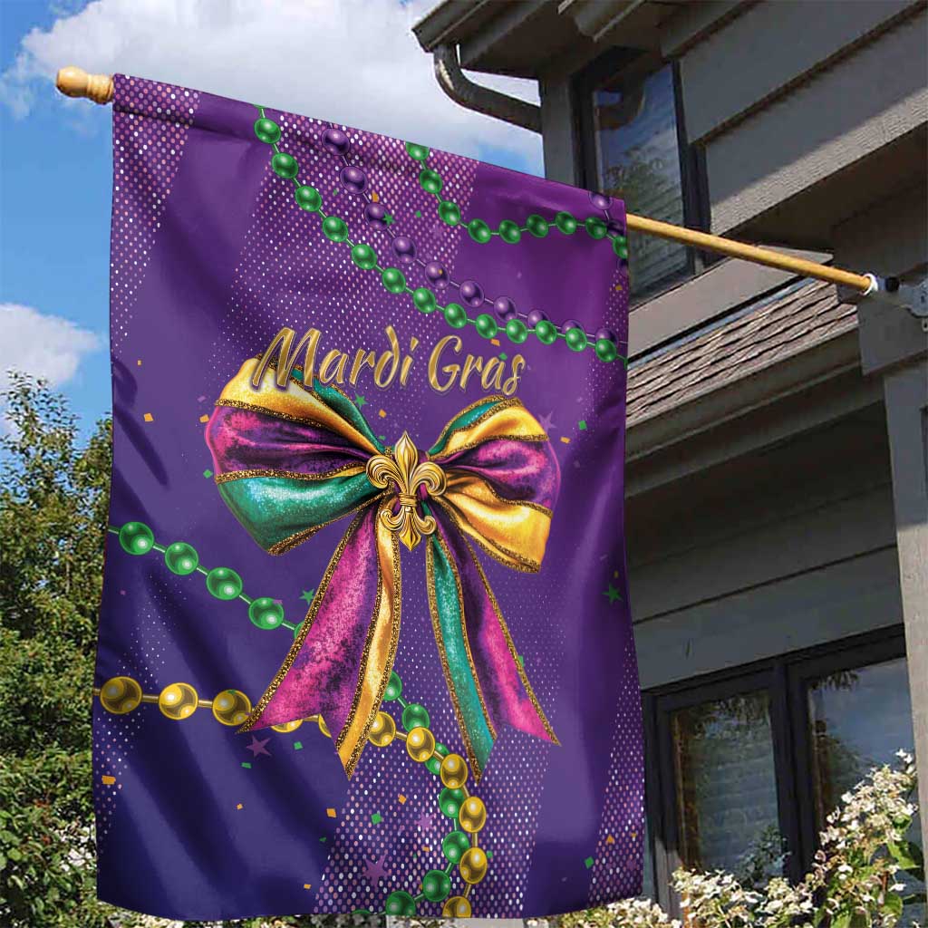 Mardi Gras Garden Flag Coquette Bow Glitter Motifs - Wonder Print Shop