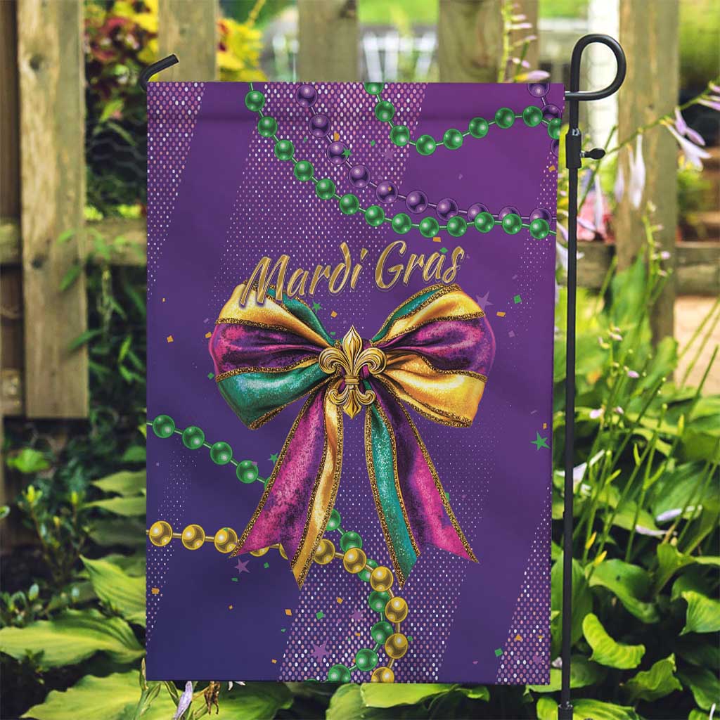 Mardi Gras Garden Flag Coquette Bow Glitter Motifs - Wonder Print Shop
