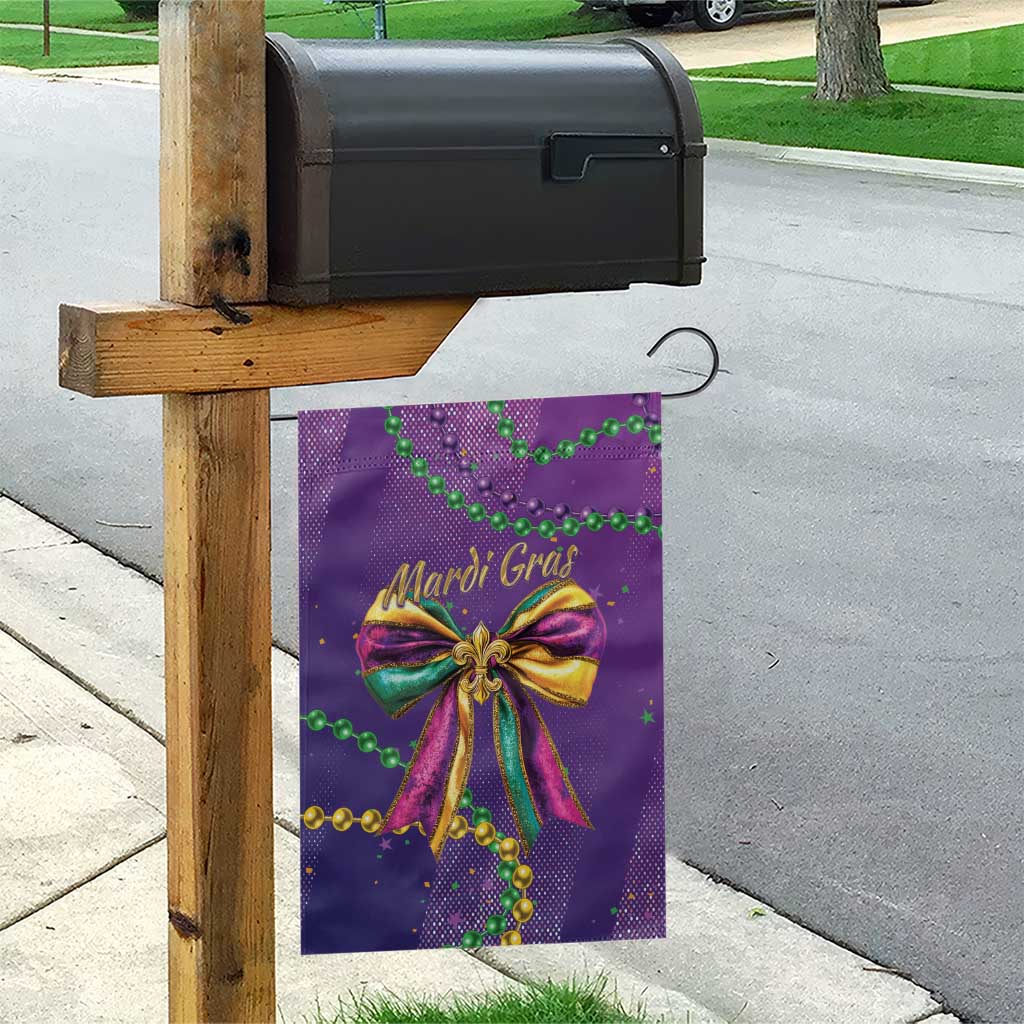 Mardi Gras Garden Flag Coquette Bow Glitter Motifs - Wonder Print Shop