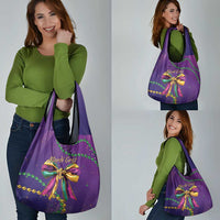 Mardi Gras Grocery Bag Coquette Bow Glitter Motifs