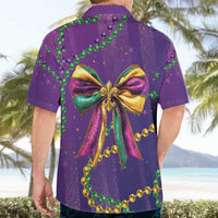 Mardi Gras Hawaiian Shirt Coquette Bow Glitter Motifs - Wonder Print Shop