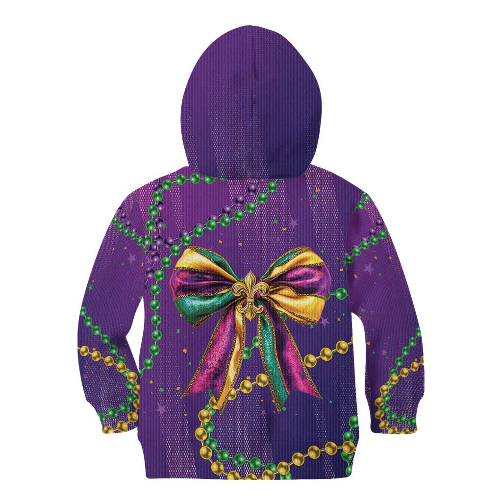 Mardi Gras Kid Hoodie Coquette Bow Glitter Motifs - Wonder Print Shop