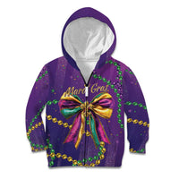 Mardi Gras Kid Hoodie Coquette Bow Glitter Motifs - Wonder Print Shop