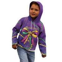 Mardi Gras Kid Hoodie Coquette Bow Glitter Motifs - Wonder Print Shop
