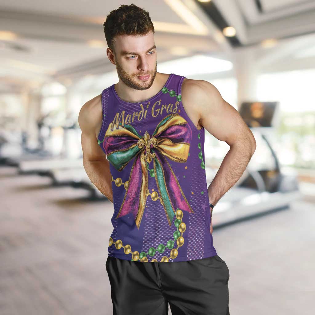 Mardi Gras Men Tank Top Coquette Bow Glitter Motifs - Wonder Print Shop