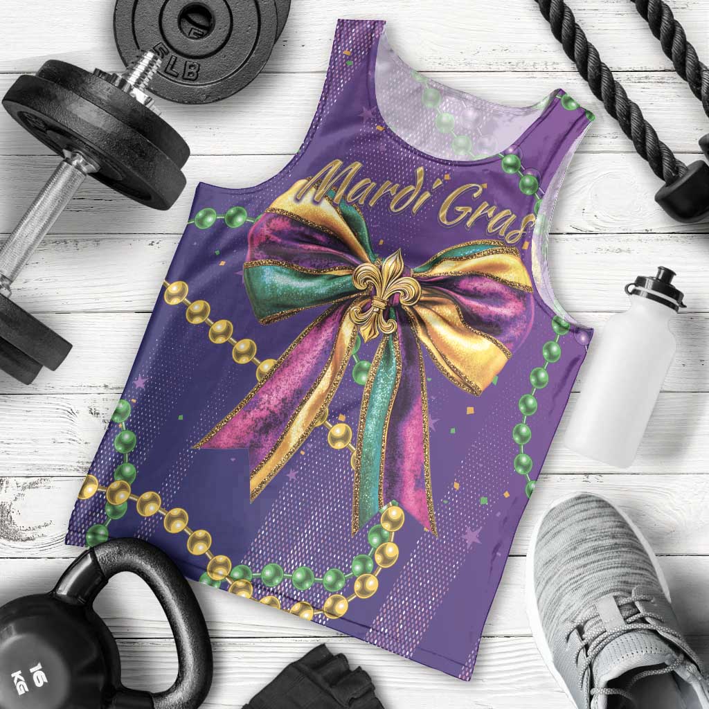 Mardi Gras Men Tank Top Coquette Bow Glitter Motifs - Wonder Print Shop