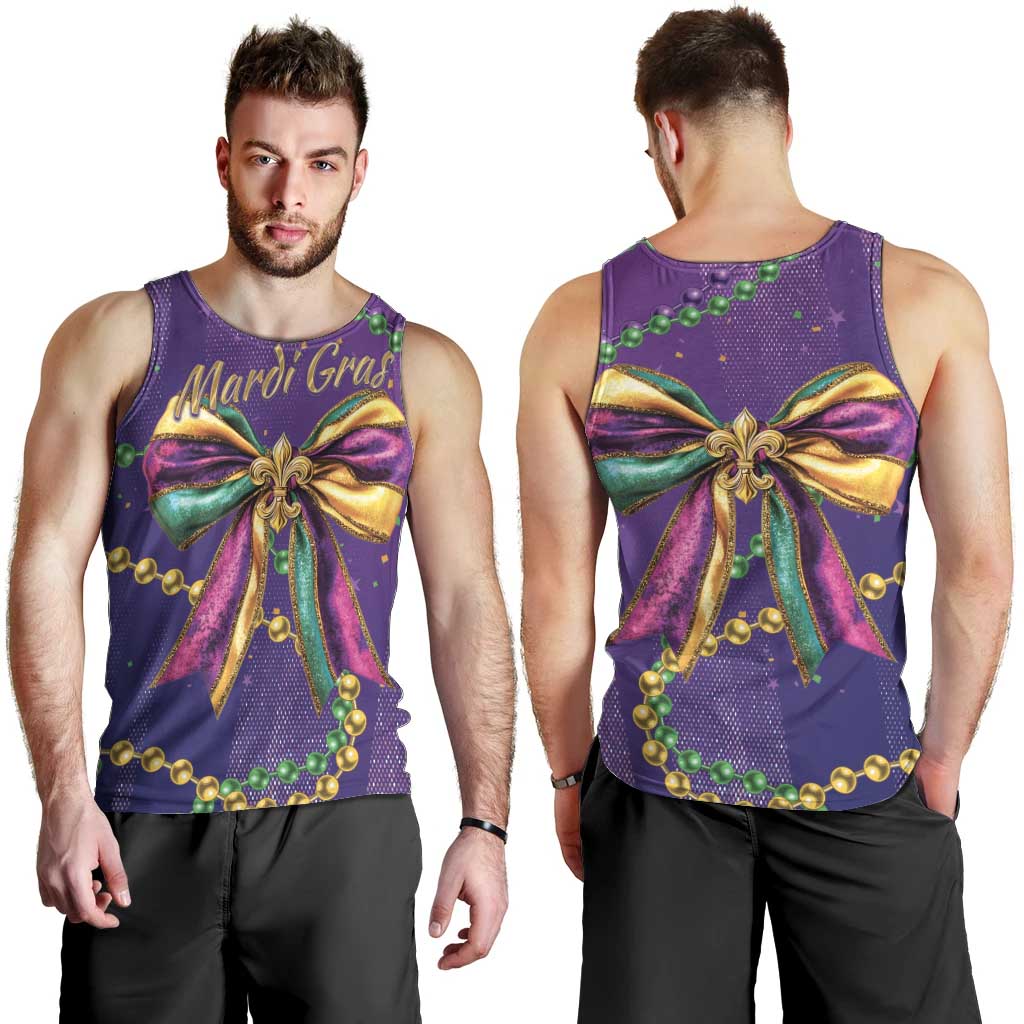 Mardi Gras Men Tank Top Coquette Bow Glitter Motifs - Wonder Print Shop