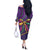Mardi Gras Off The Shoulder Long Sleeve Dress Coquette Bow Glitter Motifs - Wonder Print Shop