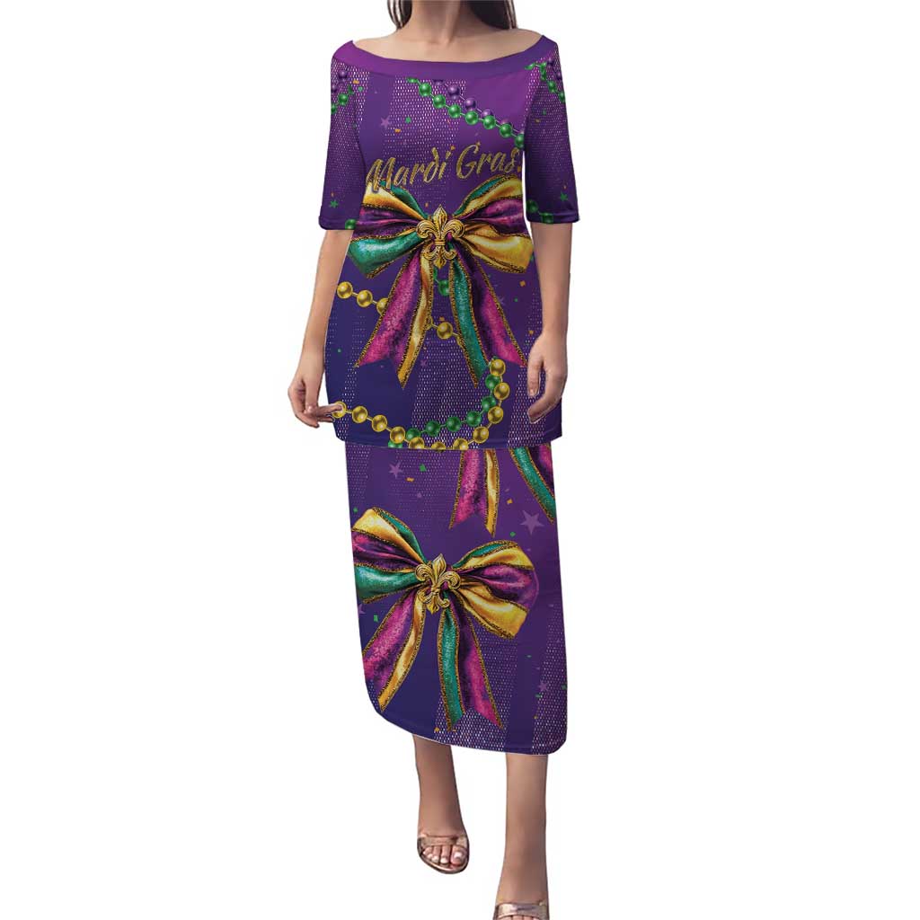 Mardi Gras Puletasi Coquette Bow Glitter Motifs - Wonder Print Shop