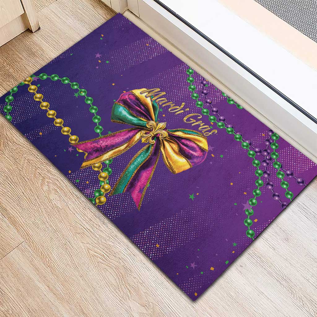 Mardi Gras Rubber Doormat Coquette Bow Glitter Motifs - Wonder Print Shop