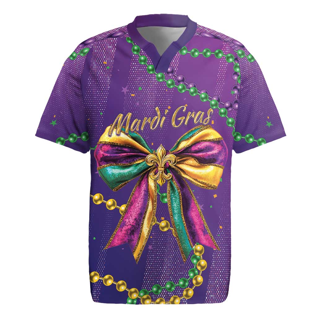 Mardi Gras Rugby Jersey Coquette Bow Glitter Motifs - Wonder Print Shop