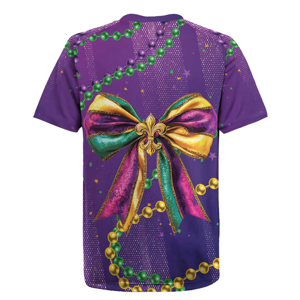 Mardi Gras Rugby Jersey Coquette Bow Glitter Motifs - Wonder Print Shop