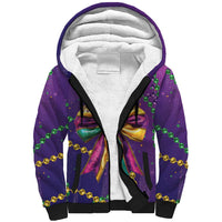 Mardi Gras Sherpa Hoodie Coquette Bow Glitter Motifs - Wonder Print Shop
