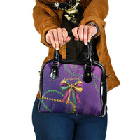 Mardi Gras Shoulder Handbag Coquette Bow Glitter Motifs