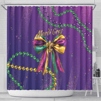 Mardi Gras Shower Curtain Coquette Bow Glitter Motifs