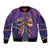 Mardi Gras Sleeve Zip Bomber Jacket Coquette Bow Glitter Motifs - Wonder Print Shop