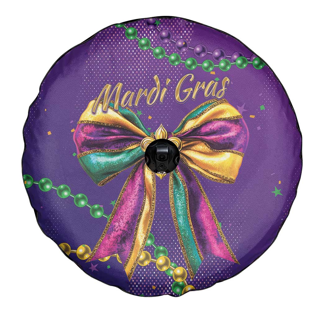 Mardi Gras Spare Tire Cover Coquette Bow Glitter Motifs - Wonder Print Shop