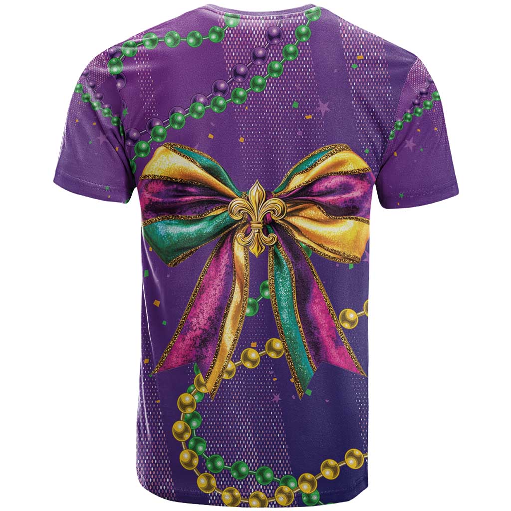 Mardi Gras T Shirt Coquette Bow Glitter Motifs - Wonder Print Shop