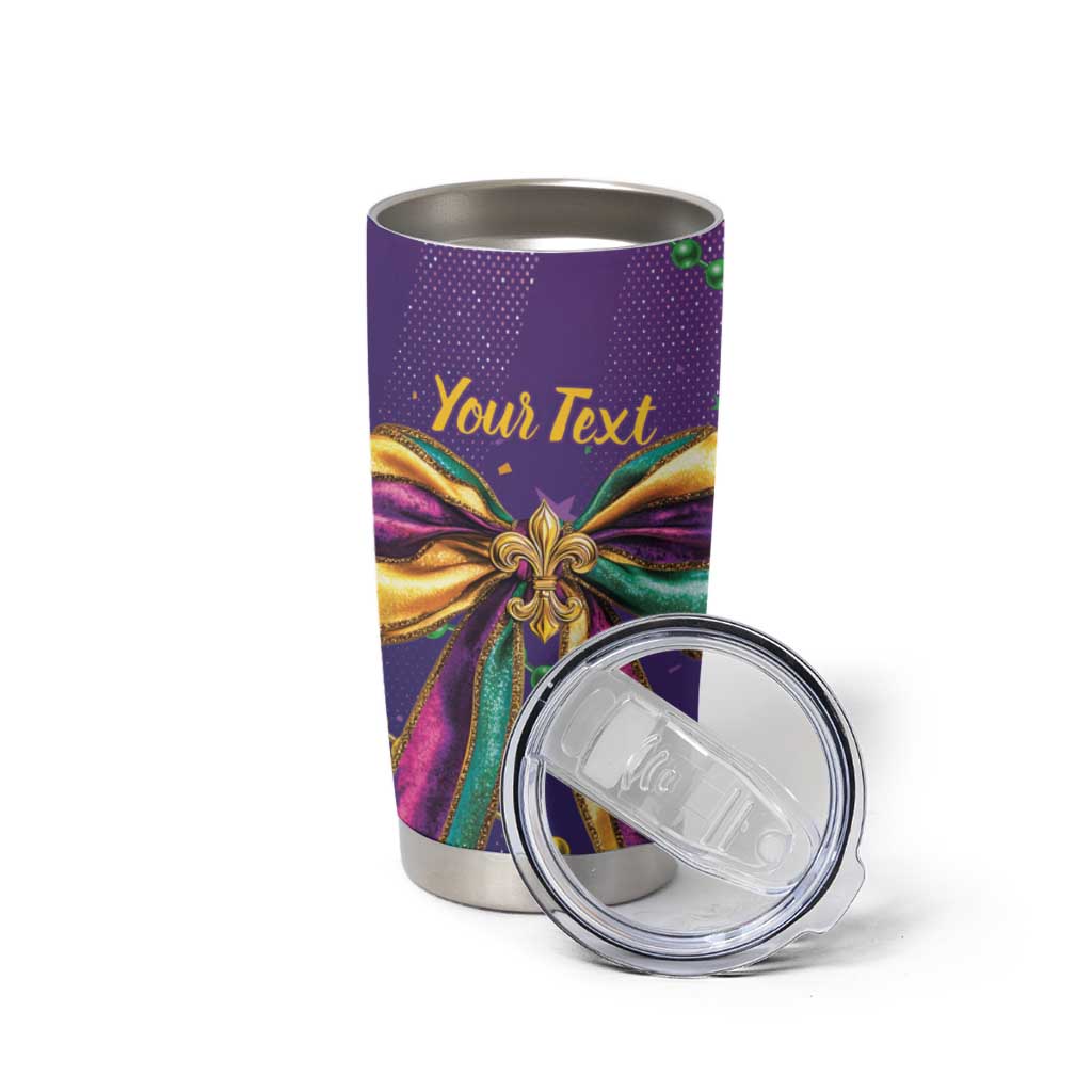 Mardi Gras Tumbler Cup Coquette Bow Glitter Motifs - Wonder Print Shop