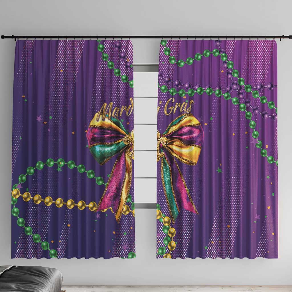 Mardi Gras Window Curtain Coquette Bow Glitter Motifs - Wonder Print Shop